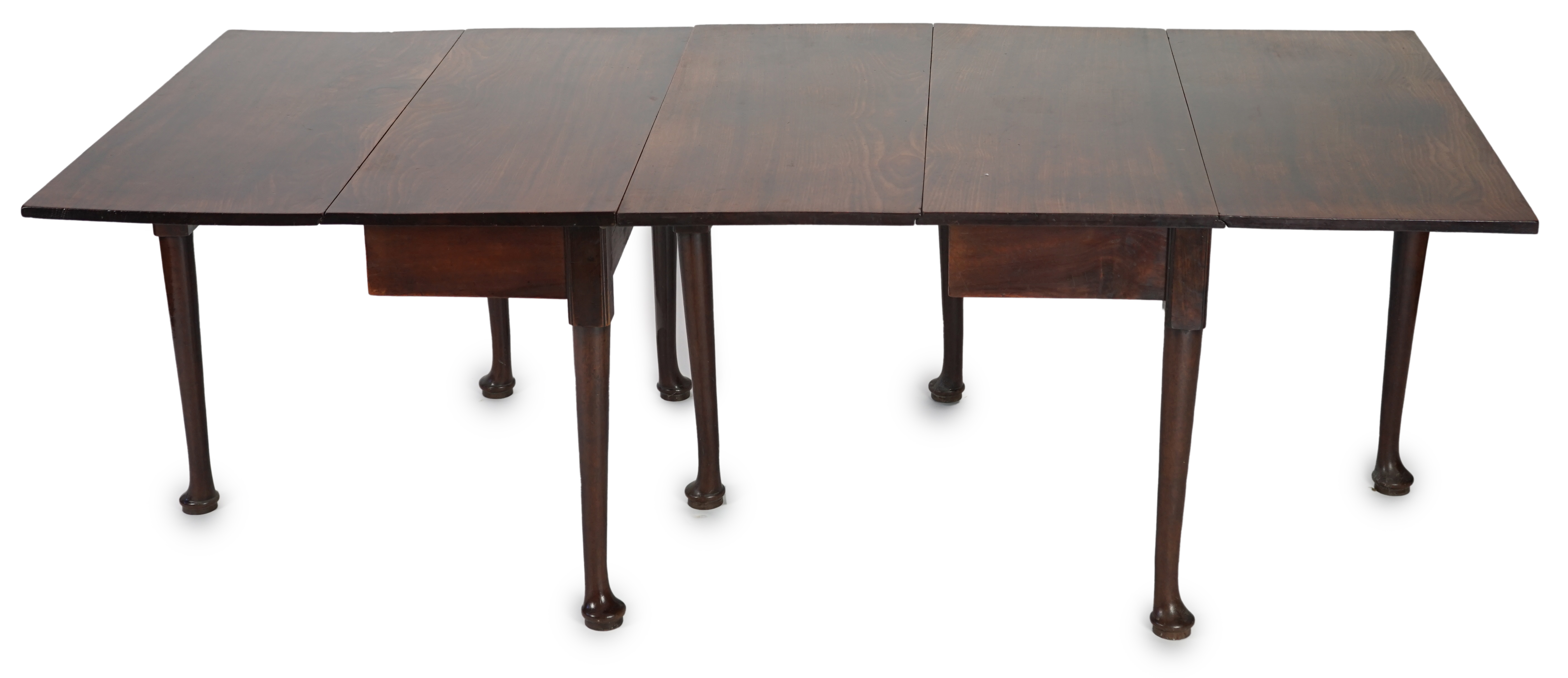 A George II mahogany double drop leaf dining table